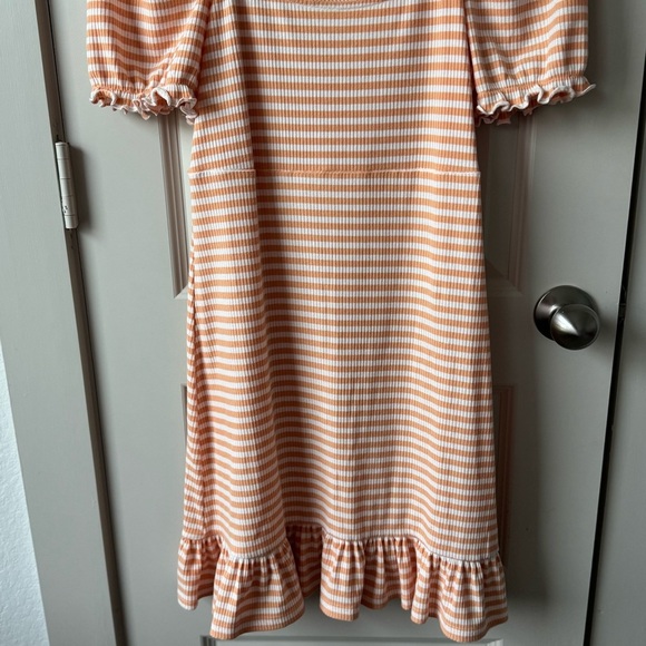 Vero Moda VMARIA Nordstrom Balloon Sleeve Mini Dress Orange and White stripes XL - Picture 4 of 5